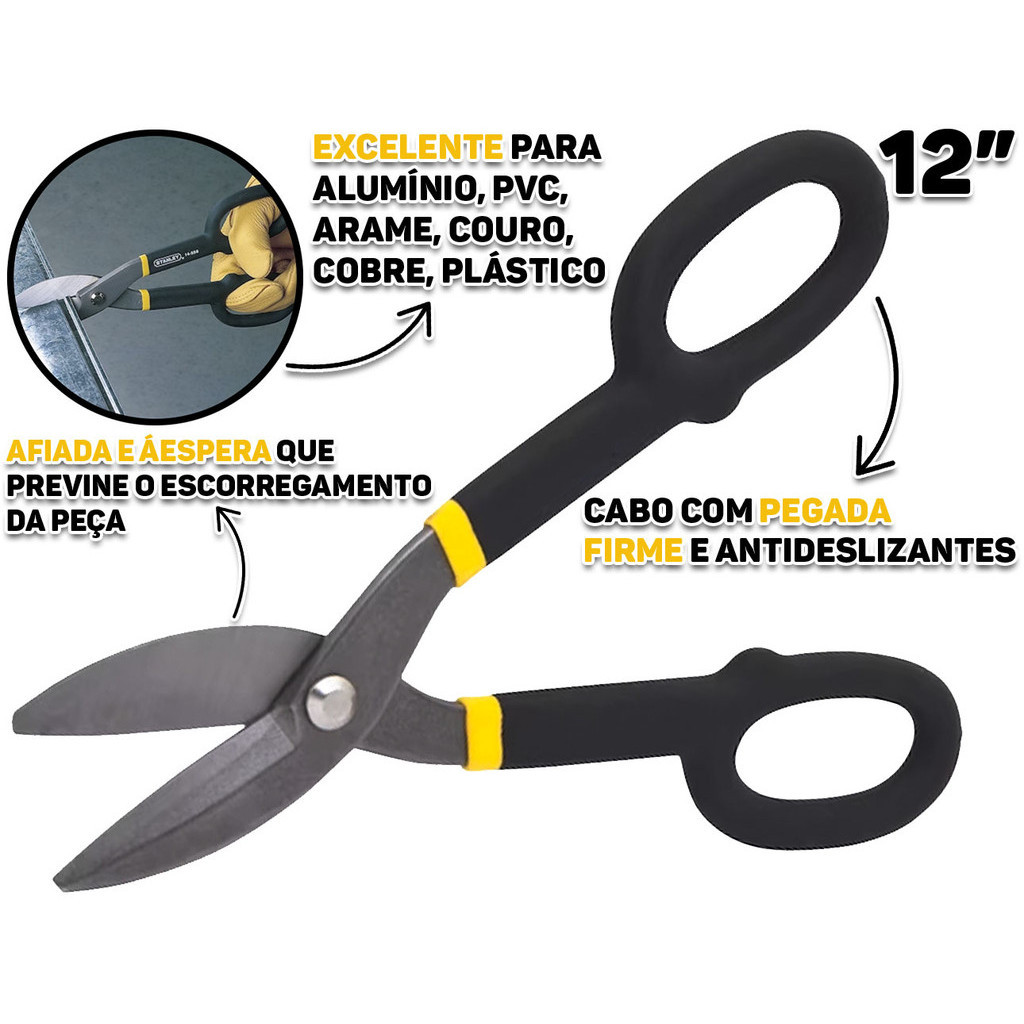 Tesoura Para Uso Geral Corta Alumínio Plástico Chapas De Aço Multiuso 12 Polegadas em Oferta na Shopee