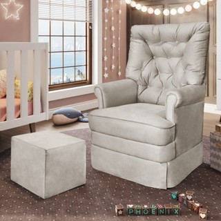 Poltrona para Amamentação Suede Balanço e Puff Alana em Oferta na Shopee