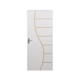 Kit Porta de Madeira Decorada 215x75cm com Batente de Aço 06cm Cantareira MGM em Oferta na Shopee
