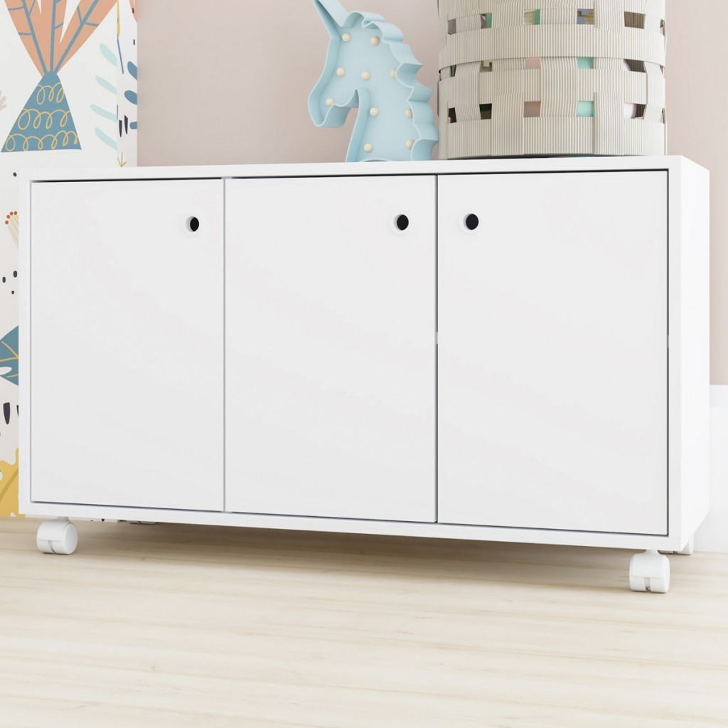 Armário Multiuso 3 Portas 1 Prateleira Branco Bm 225 - Brv Móveis em Oferta na Shopee