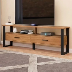 Rack para TV Até 60 Polegadas 2 Gavetas 100% Mdf Freijó/Preto Fosco F42 - Pradel