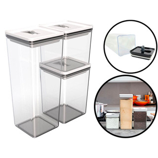 Kit Potes Herméticos Dubai Organizadores Para Alimentos Cozinha Com Tampa E Trava Três Unidades em Oferta na Shopee