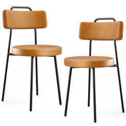 Kit 2 Cadeiras Decorativas Estofada Para Sala De Jantar Barcelona L02 Couríssimo Whisky - Lyam Decor