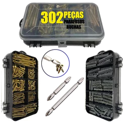 Jogo 300pçs - Escolha seu kit Parafusos Buchas Ponteiras Magnéticas Ferramentas acessórios Caixa Estojo maleta reparos
