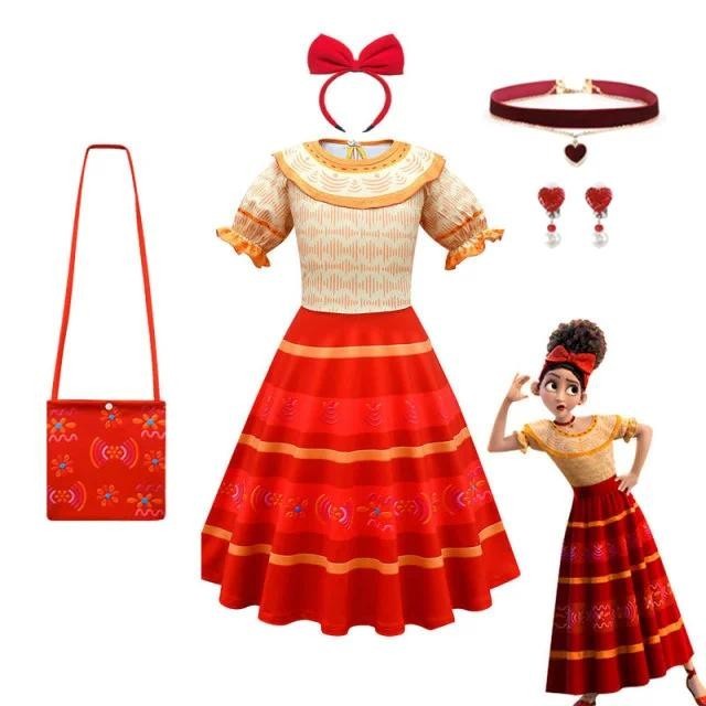 2024 Dolores Traje Para Meninas Vestido De Princesa Terno Crianças Cosplay Encanto Carnaval Roupas De Festa De Aniversár