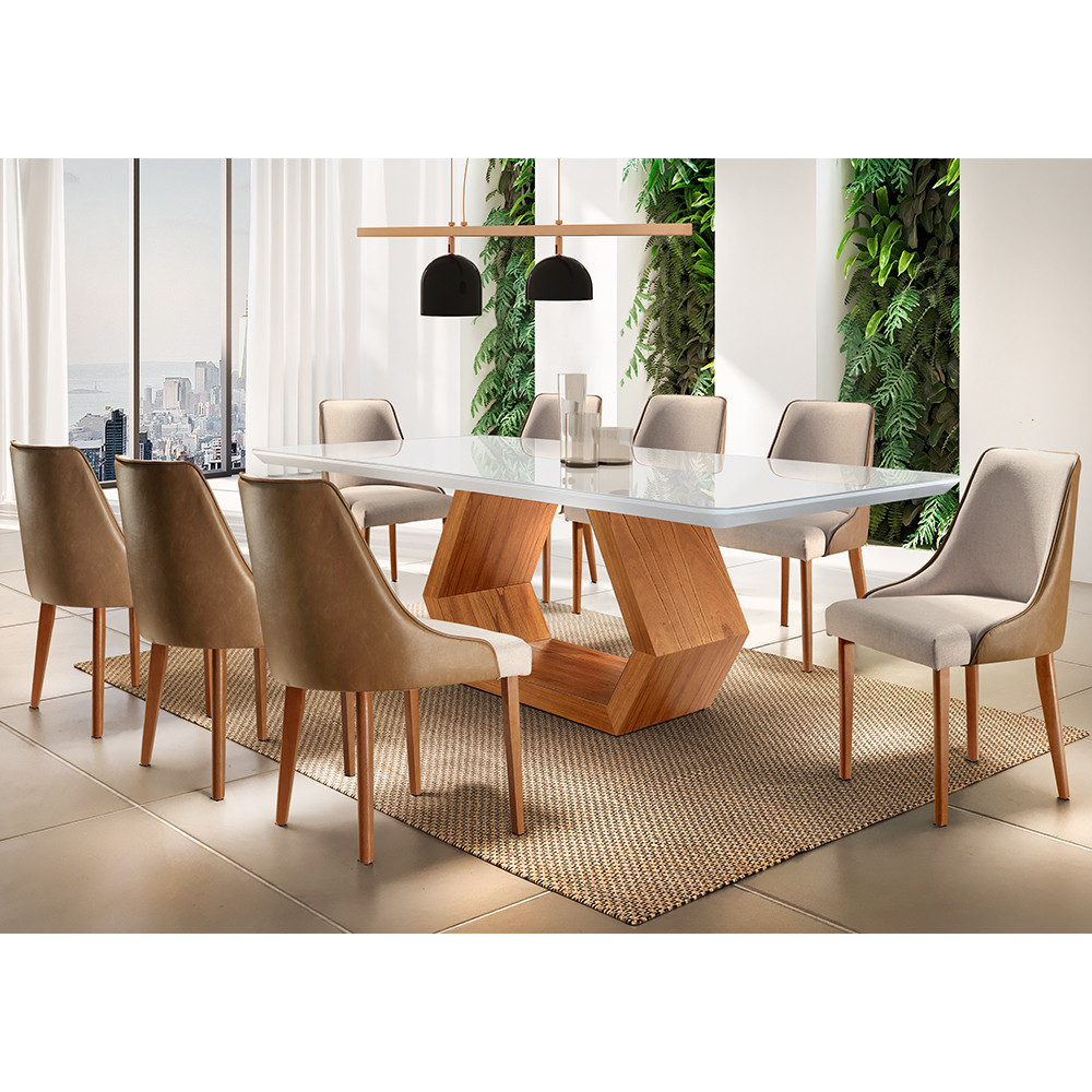 Sala de Jantar Ane 220CM 8 Cadeiras Esmeralda Moderna em Oferta na Shopee