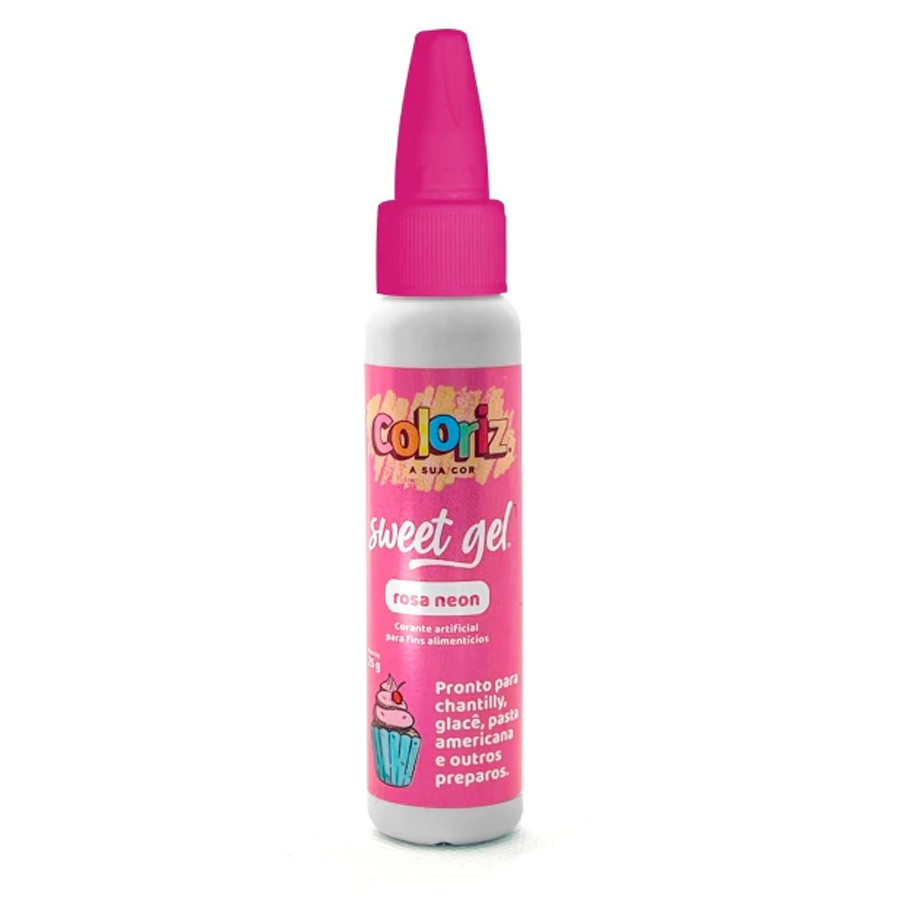 Corante Sweet Gel Rosa Neon - 25g - 1 unidade - Coloriz - Rizzo