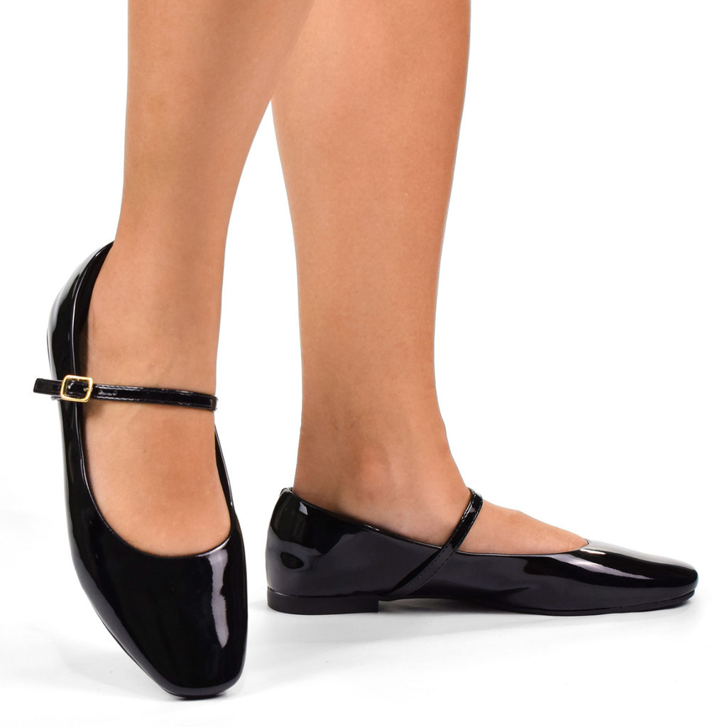 Sapato Feminino Sapatilha Bico Quadrado Mary Jane Boneca Social para Trabalhar - Women Shoes
