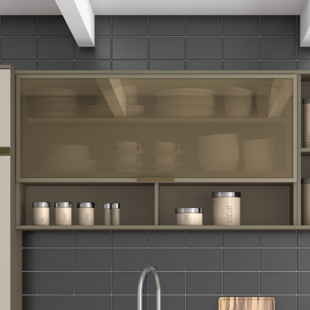 Armário Aéreo de Cozinha 120 Cm 1 Porta Basculante com Vidro Connect Henn