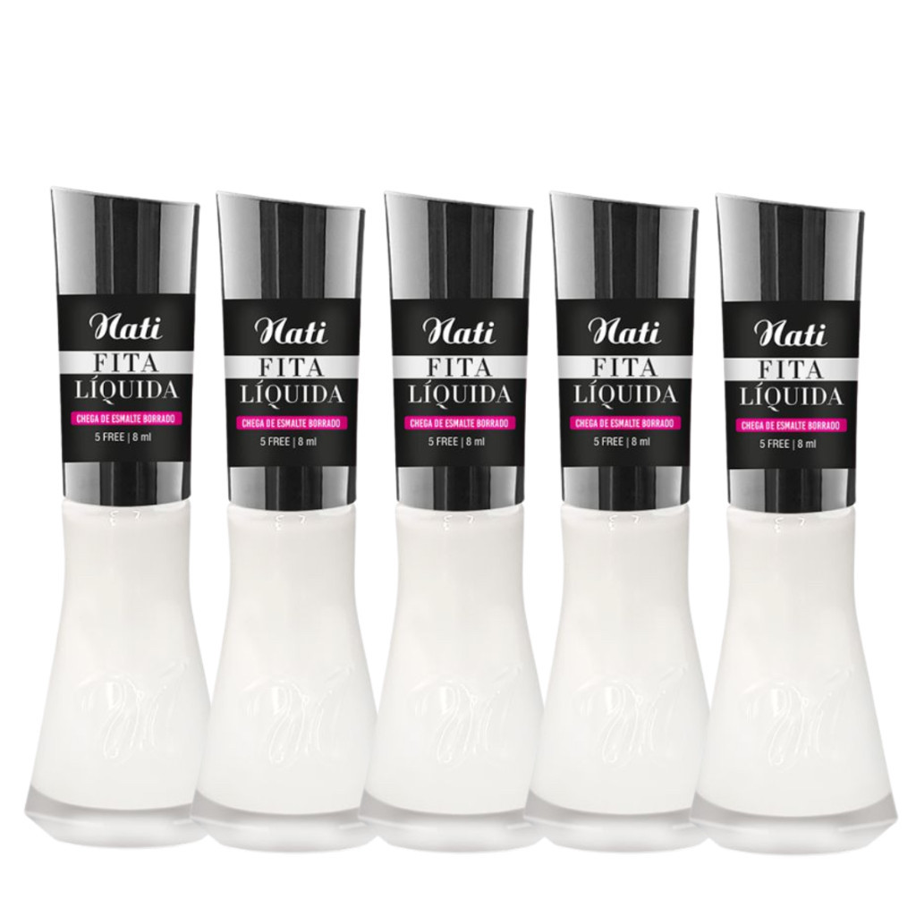 Kit 5 Esmalte Nati Fita Líquida Chega De Esmalte Borrado