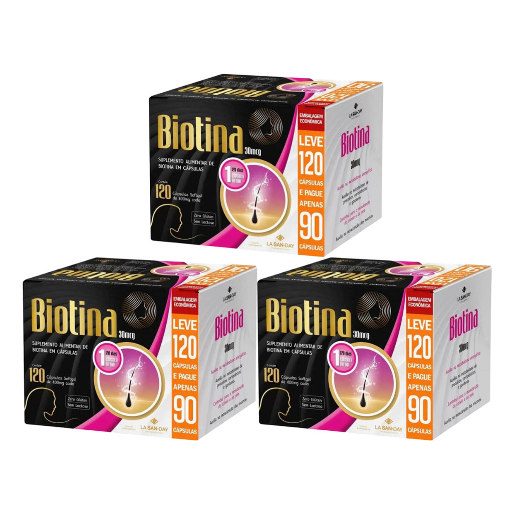 Kit C3 Suplemento Alimentar Biotina L120 P90 - La San-Day