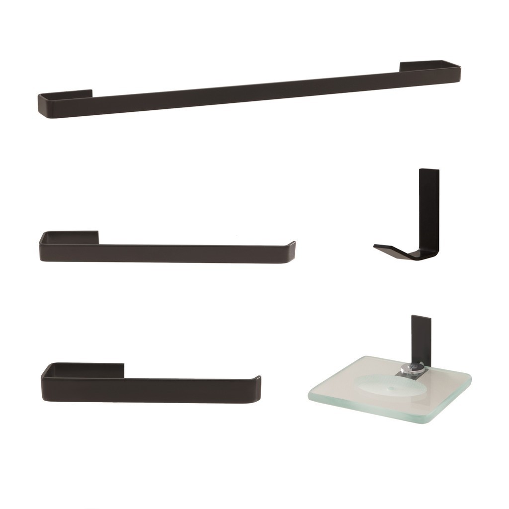 Kit Acessórios P/ Banheiro Aço Inox Preto