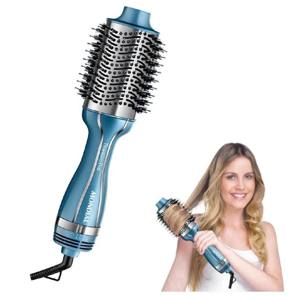 Escova Secadora Mondial Es-28 Titanium Pro 1200w Azul Bivolt Seca Modela Profissional
