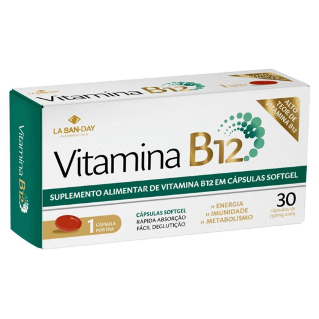 Vitamina B12 750mg Lasanday Com 30 Capsulas Softgel Energia