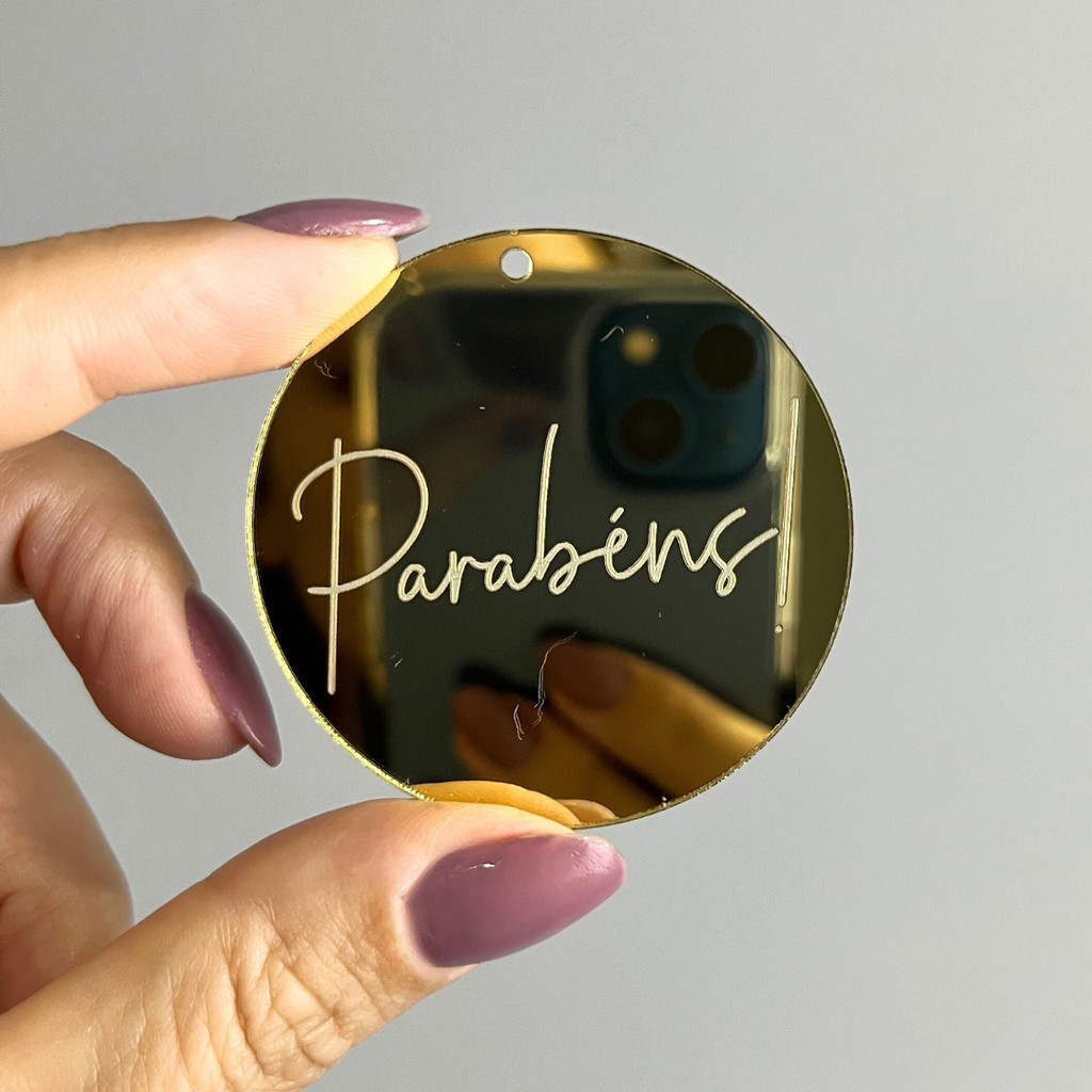 Aplique Medalha - Parabéns (Kit com 4 unidades) em Oferta na Shopee