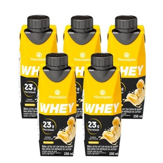 Kit 5 Bebida Láctea Piracanjuba Whey Zero Lactose Sabor Banana com 23g de Proteína 250ml em Oferta na Shopee