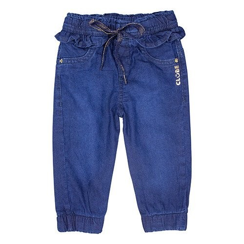 Calça Jeans Para Bebê Menina Detalhe Em Babadinho