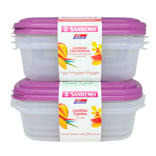Kit 6 Potes Pástico Retangulares Resistente Micro-Ondas 1,1L Sanremo em Oferta na Shopee