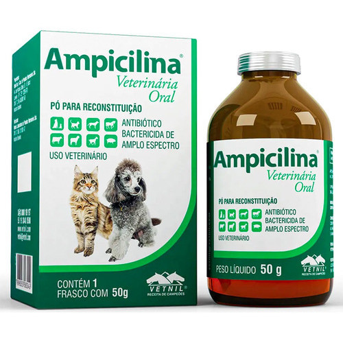 Ampicilina Oral 50g Bactericida Antibiótico Vetnil em Oferta na Shopee