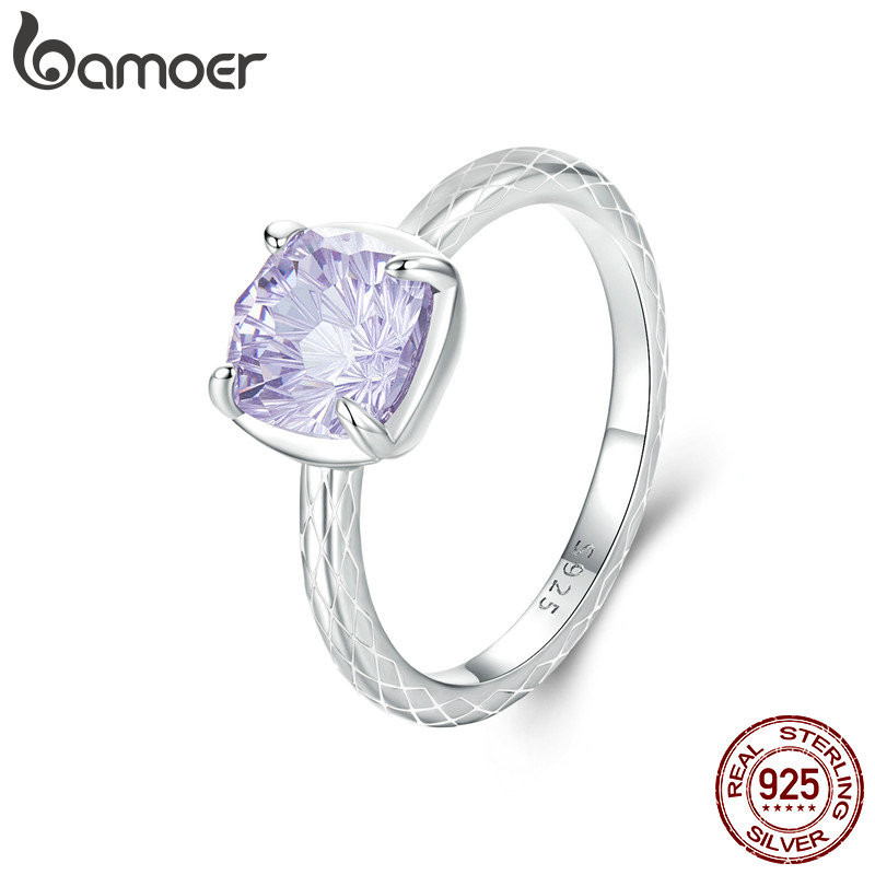 Bamoer 925 Sterling Sliver Ring Jóias Em Zircônio Púrpura Para Mulheres em Oferta na Shopee
