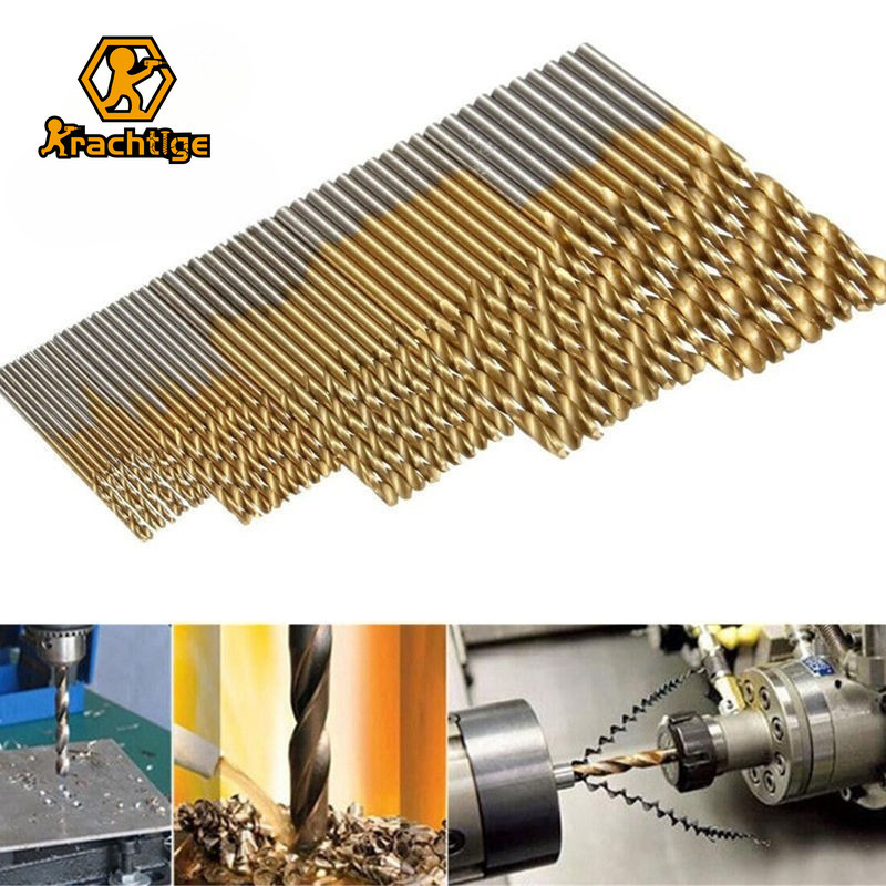 Krachtige 50PCS 1/1.5/2/2.5/3mm Conjunto De Brocas De Aço De Alta Velocidade HSS Revestido De Titânio em Oferta na Shopee