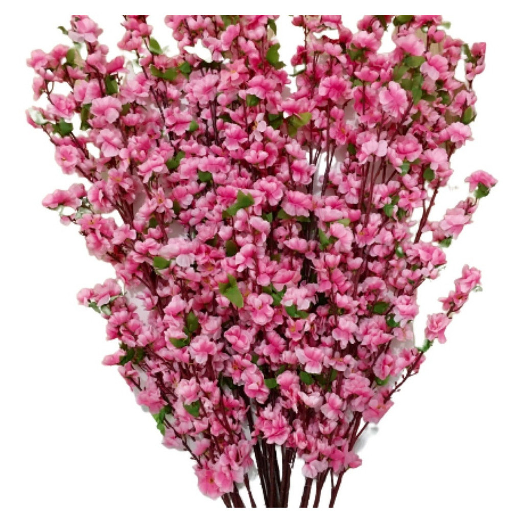 10 Galho Flor Cerejeira Rosa Artificial 1,20m Planta Haste