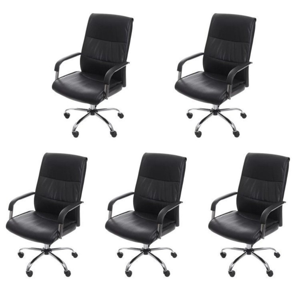 Kit 5 Cadeira Escritório Diretor Corino Base Cromada Estocolmo Cadeira Diretor