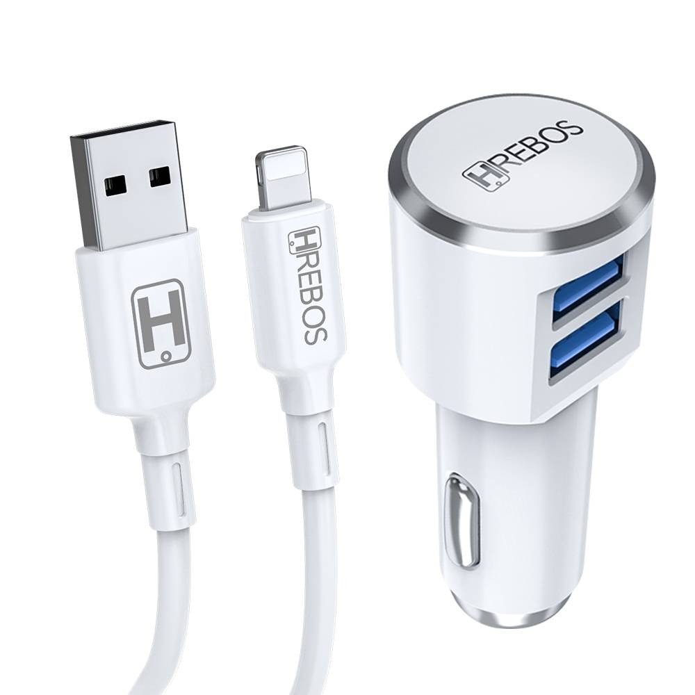 Carregador Veicular Para Lightning Duas Entradas USB Hrebos HS-158i