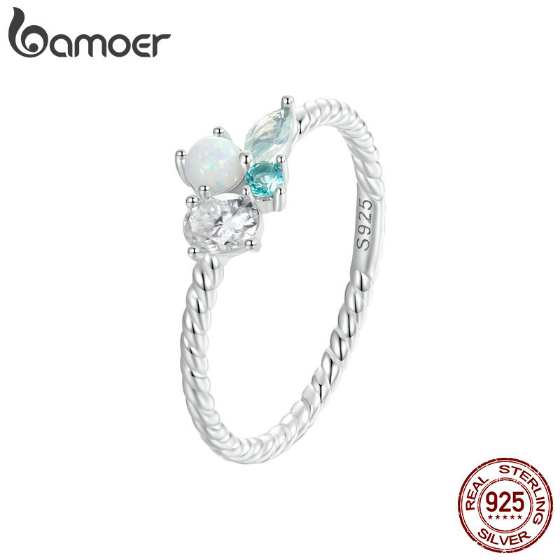 Bamoer 925 Sterling Sliver Ring Anel De Fita Opala Presentes De Moda Para Mulheres - Fashion Accessories