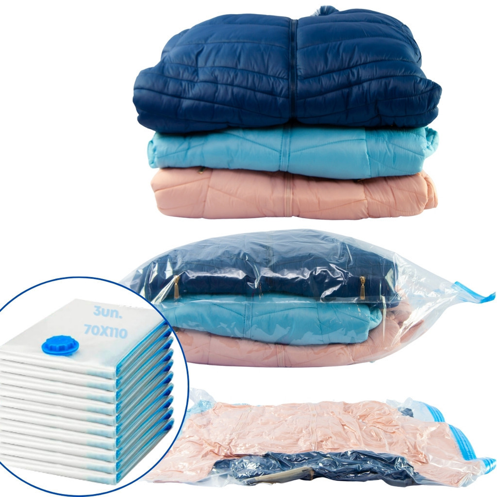 Kit 3 Saco a Vacuo Organizador Grande para roupas Viagem 70 X 110 Cm VacBag