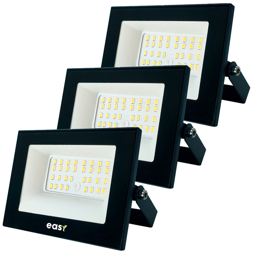 3 Refletor Led Easy 50W Luz Branco Frio 6500K Bivolt 127/220v em Oferta na Shopee