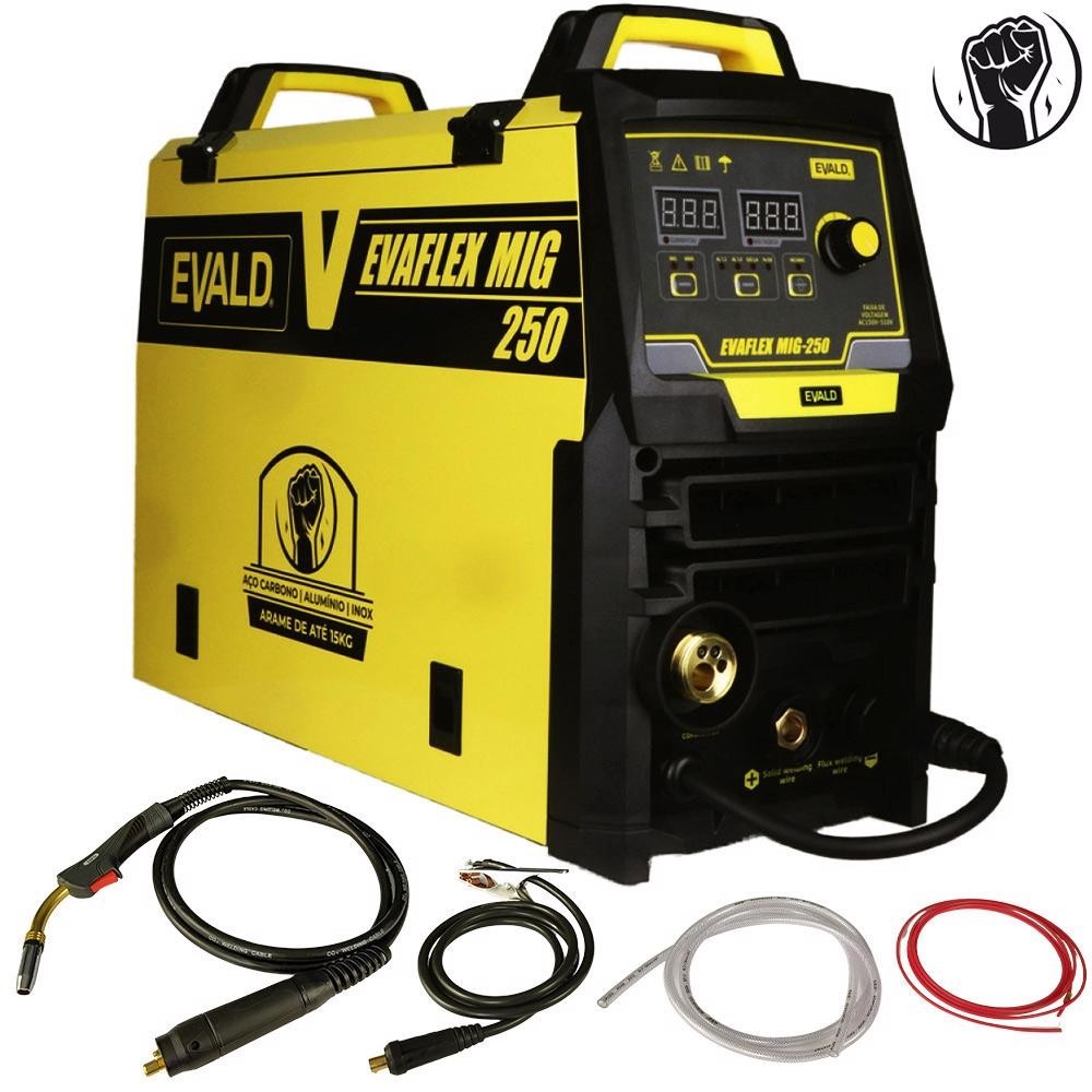 Máquina de Solda Multiprocesso MIG Alumínio Pulse EVAFLEX MIG-250 EVALD em Oferta na Shopee