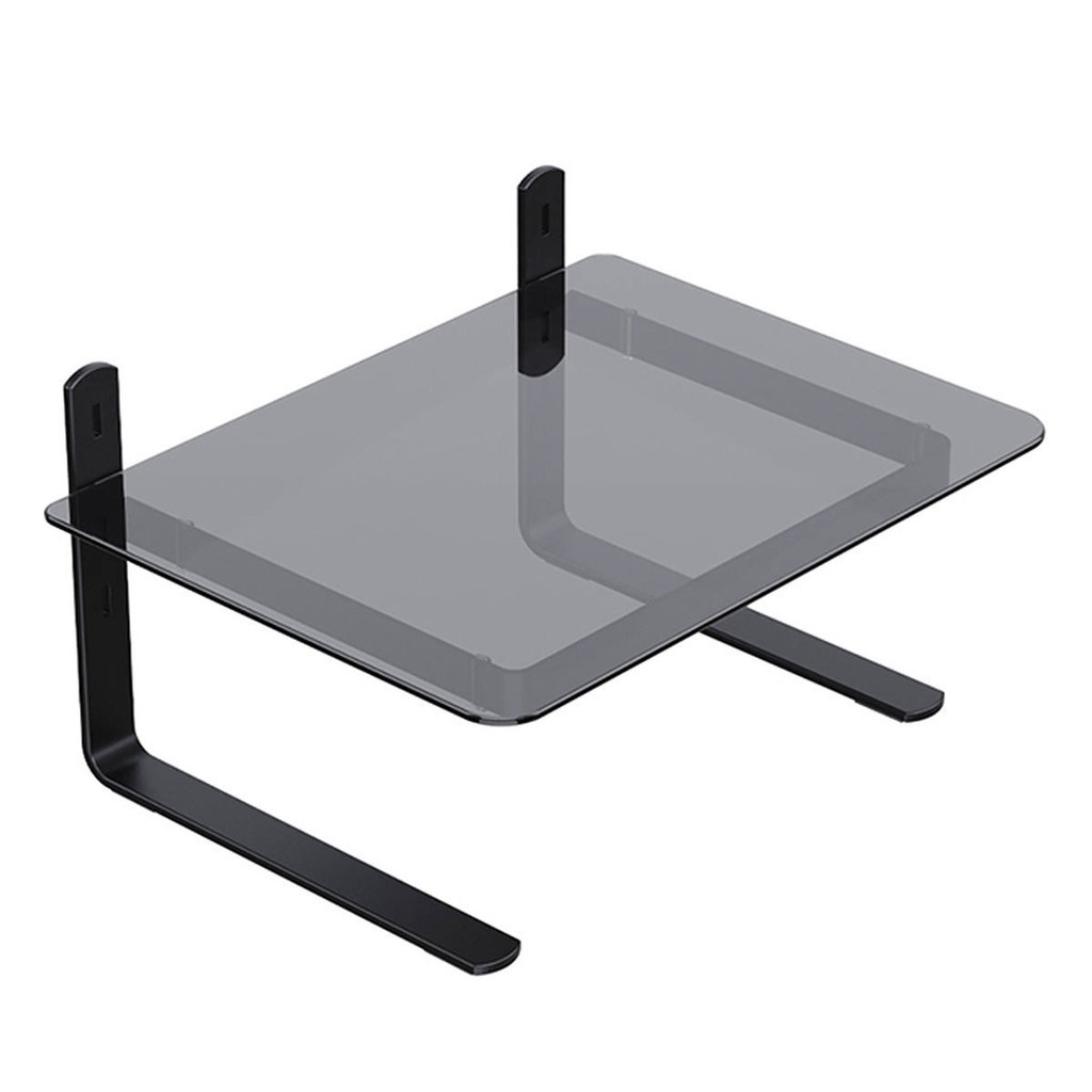 Suporte para Monitor 3 Regulagens de Altura em Aço e Vidro Fumê Certific. NR17 Reliza Office Preto