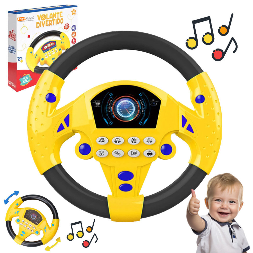 Volante Brinquedo Infantil Musical Gira 360º Sons De Carro em Oferta na Shopee