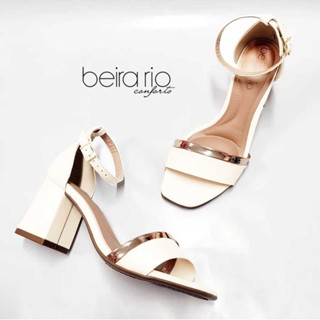 Sandalia Feminina Beira Rio Metal Glamour Salto Medio Original em Oferta na Shopee