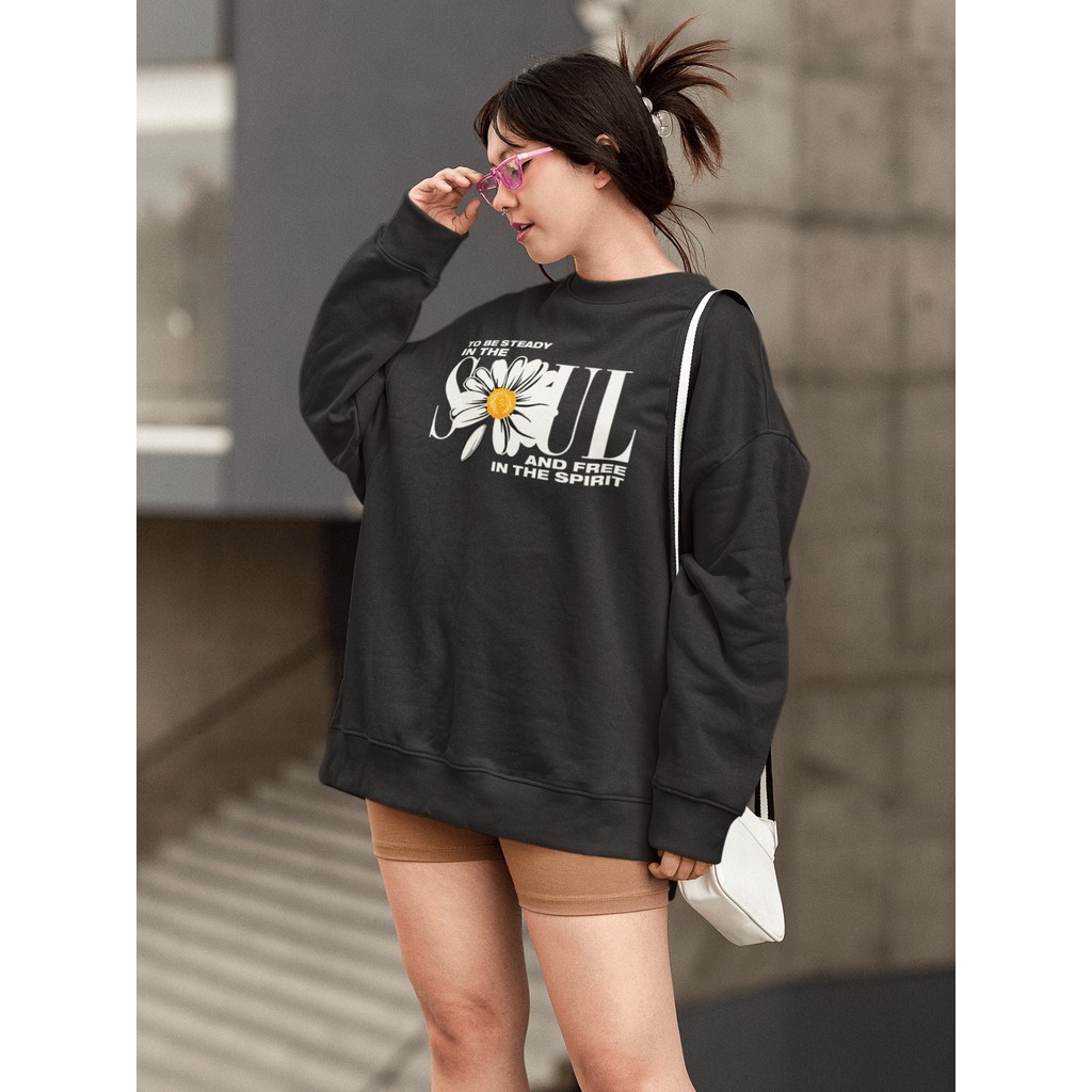Moletom Blusa de Frio Básico Estiloso Feminino Estampado Gola Redonda Confortável 100% Algodão