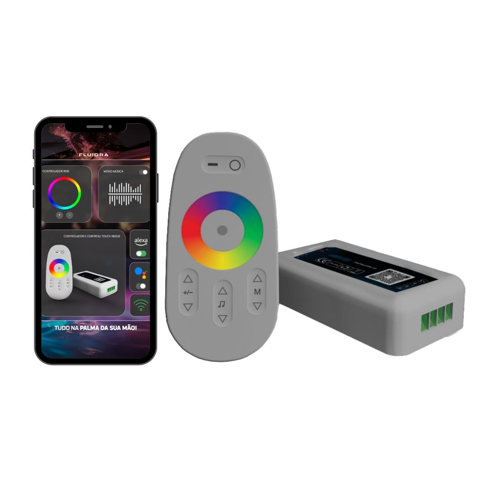 Comando Controladora LED Controle Touch WiFi Veico Nexus Alexa Google Iluminacao Piscina RGB