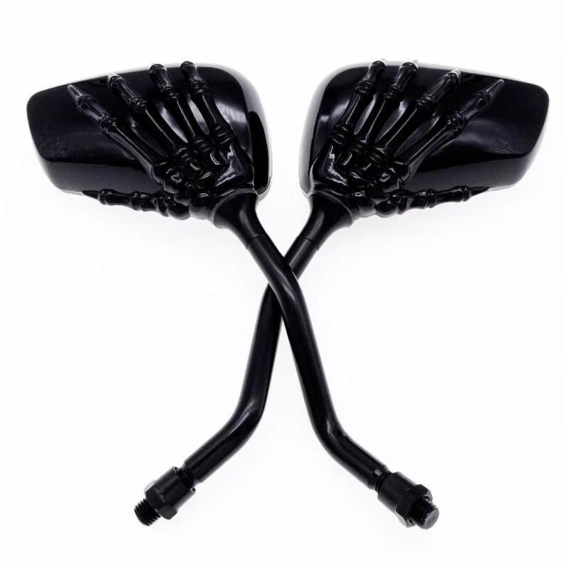 Universal Motocicleta Scooter Espelho Lateral Traseiro Modificação Crânio Craw Sombra Espelhos Retrovisores 8mm 10mm