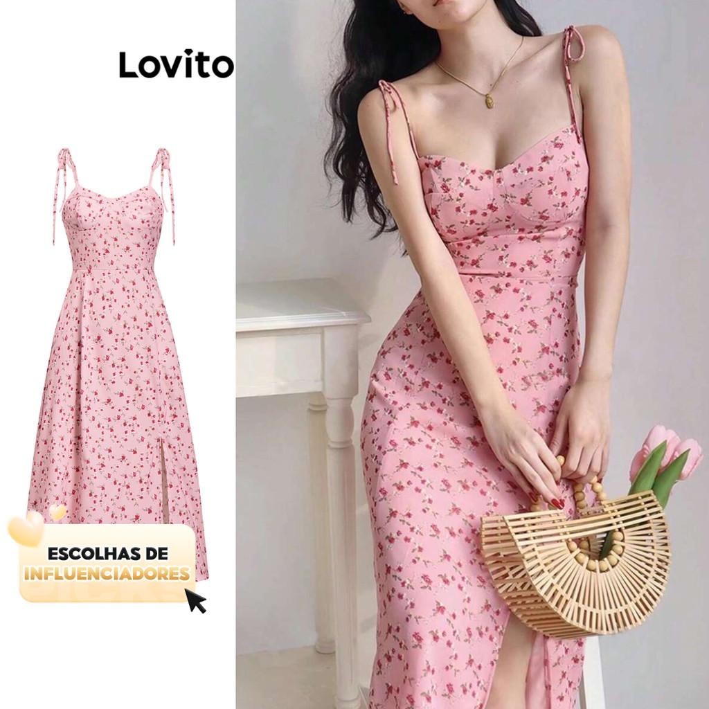 (KOL‘s pick) Lovito Vestido casual Ditsy com estampa floral para mulheres L99ED188 em Oferta na Shopee