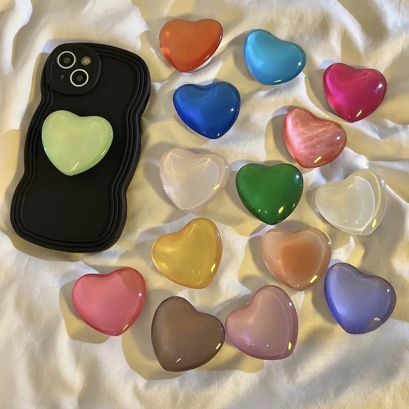 Bonito 3D Macaron Doce Cor Brilhante Amor Coração Suporte Do Telefone Dedo Aperto Universal Dobrável em Oferta na Shopee