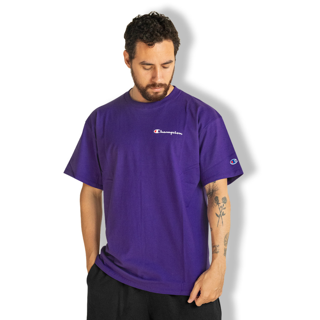 Camiseta Champion Mini Script Logo Purple