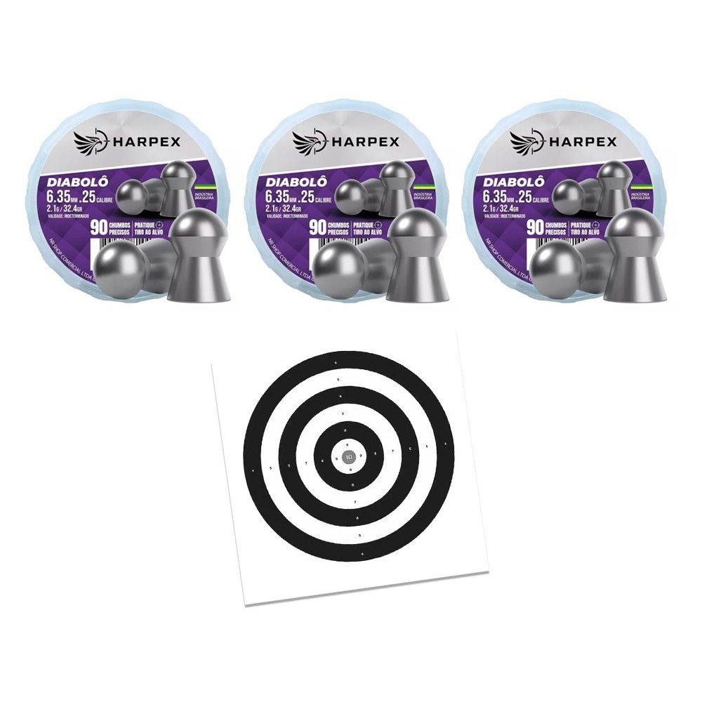 Kit 03 Cx Chumbinho Diabolo 6.35 precisão - Harpex + Alvos - Sports & Outdoors