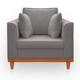 Poltrona  para Sala Confortável Beny Reforçada Linho Cinza Escuro em Oferta na Shopee