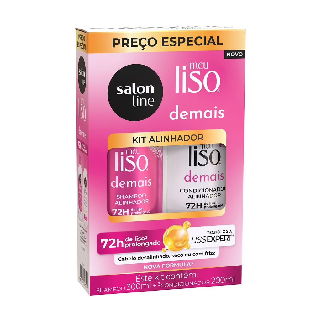 Kit Shampoo 300ml + Condicionador 200ml  Meu Liso Demais - Beauty