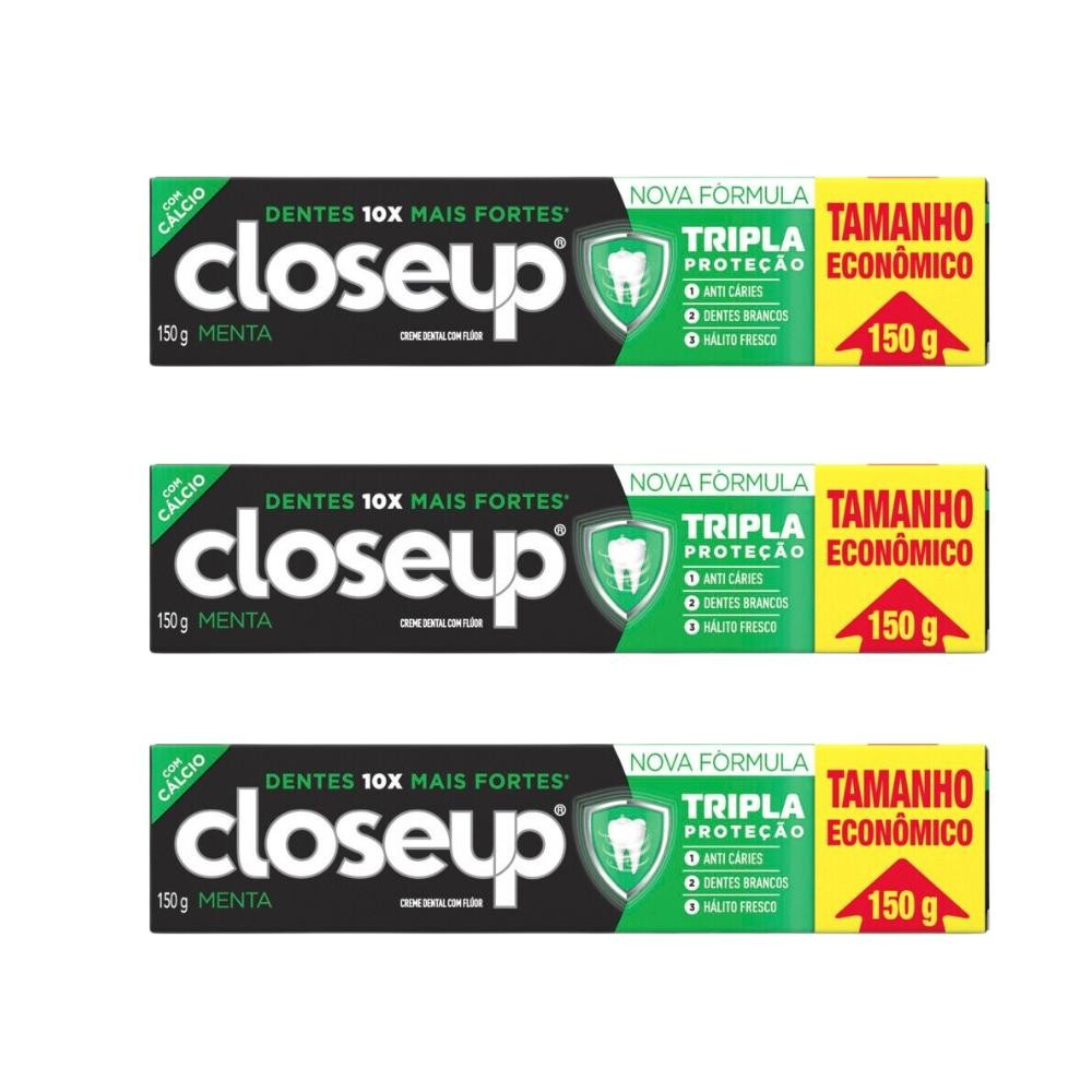 Kit 3 Creme Dental Close Up Triple Menta 150g - Health