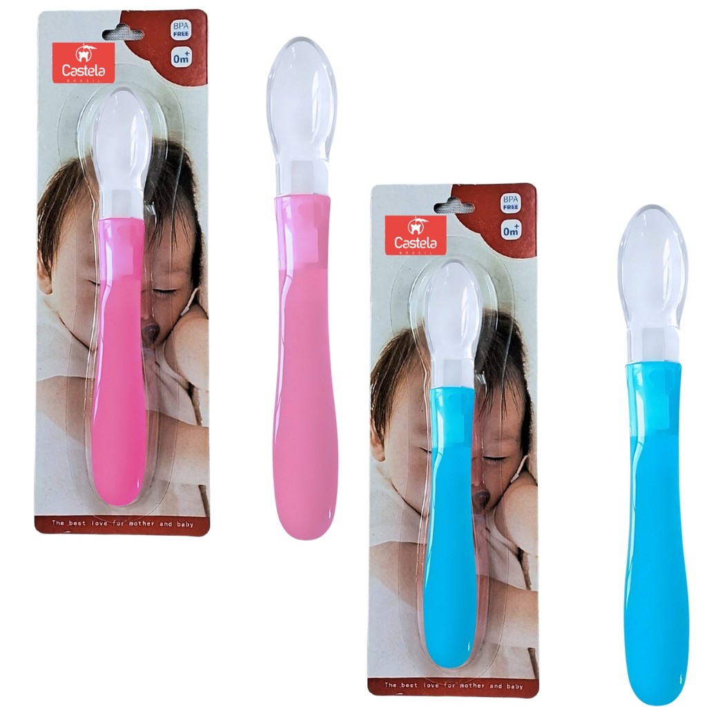 Colher Infantil Anatomica Bebê Silicone Castela em Oferta na Shopee