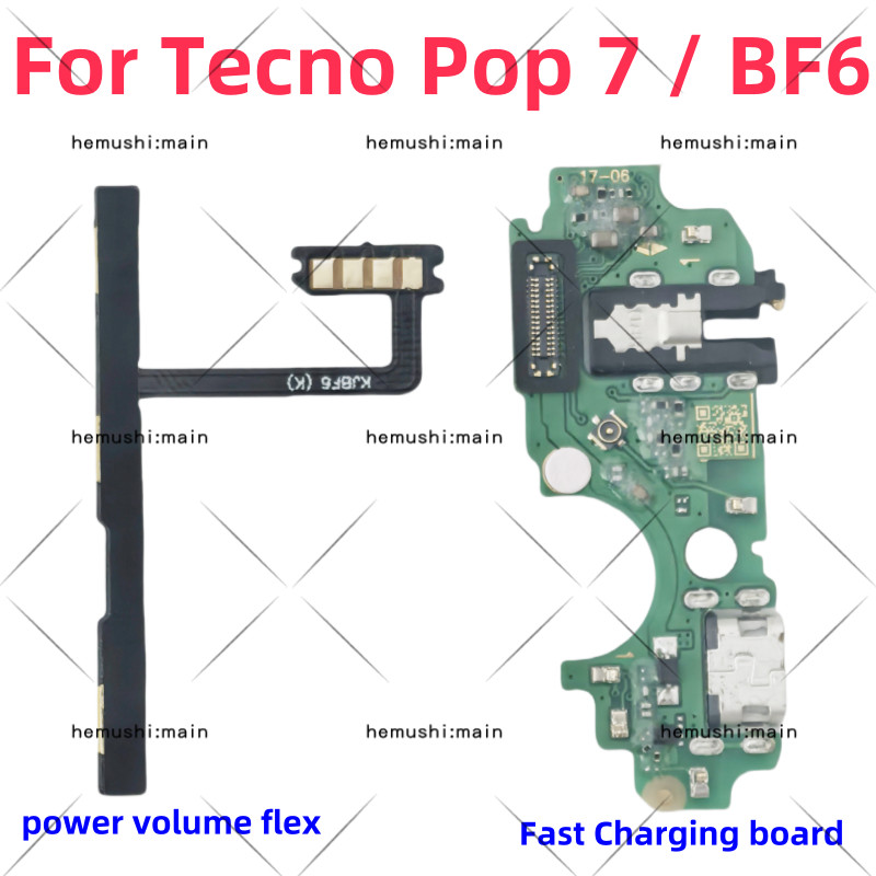 Para Tecno Pop 7 BF6 Volume De Energia Botão Flexível Interruptor Carregador USB Placa Porta Carregamento Cabo Fita Flex em Oferta na Shopee