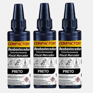 kit 3 Tintas Reabastecedoras preto para pincel marcador permanente cartaz compactor 30ml em Oferta na Shopee
