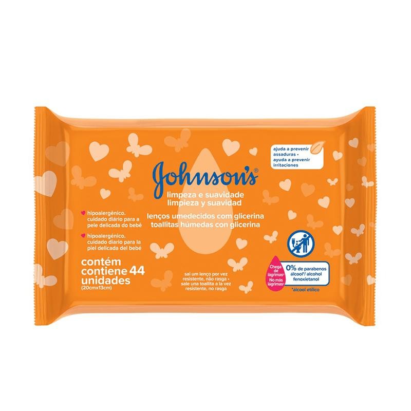 Lenços Umedecidos Johnson's Baby Limpeza e Suavidade 44 Unidades em Oferta na Shopee