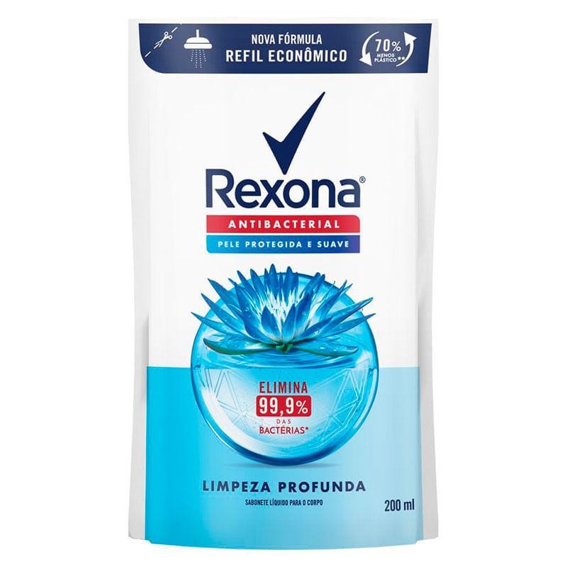 Refil Sabonete Líquido Rexona Antibacterial Limpeza Profunda 200ml em Oferta na Shopee